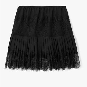 Black Lace Gothic Pleated Skirt